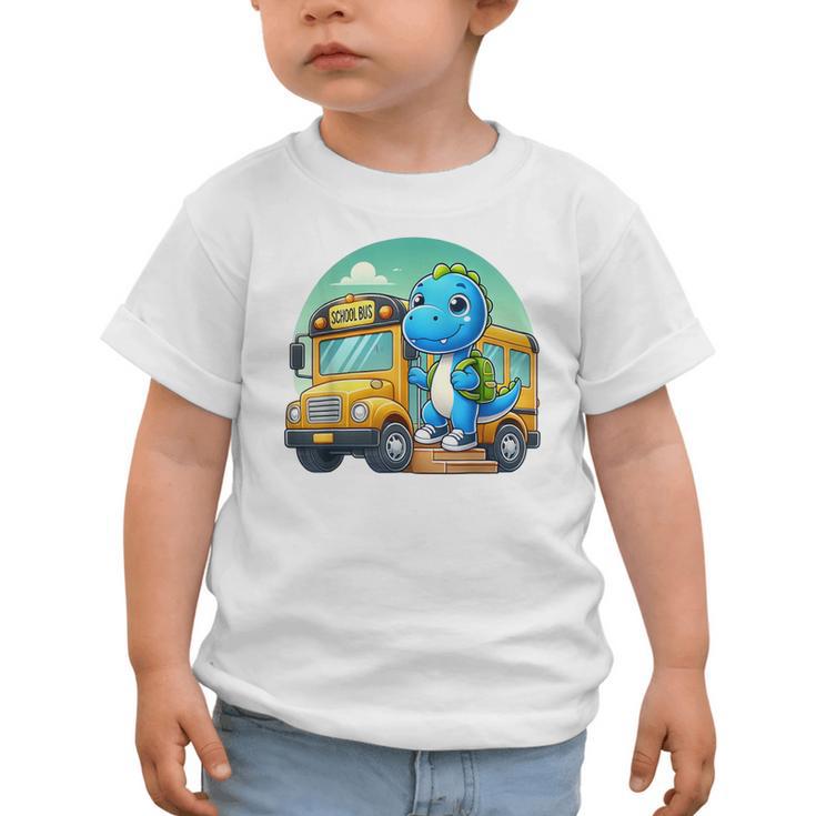 Dinosaur Kids Riding a Bus Back To School Ready To Crush Graphic Toddler T-Shirt