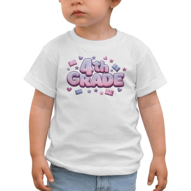 First Day Of 4th Grade Girls Coquette Bow Back To School Graphic Toddler T-Shirt