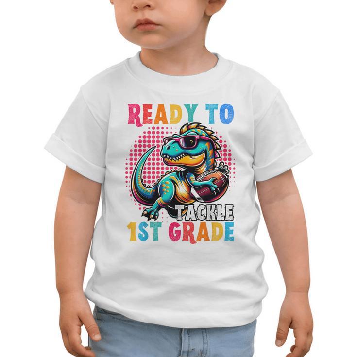 First Day Back To School 1st Grade Boys Football Dinosaur Graphic Toddler T-Shirt