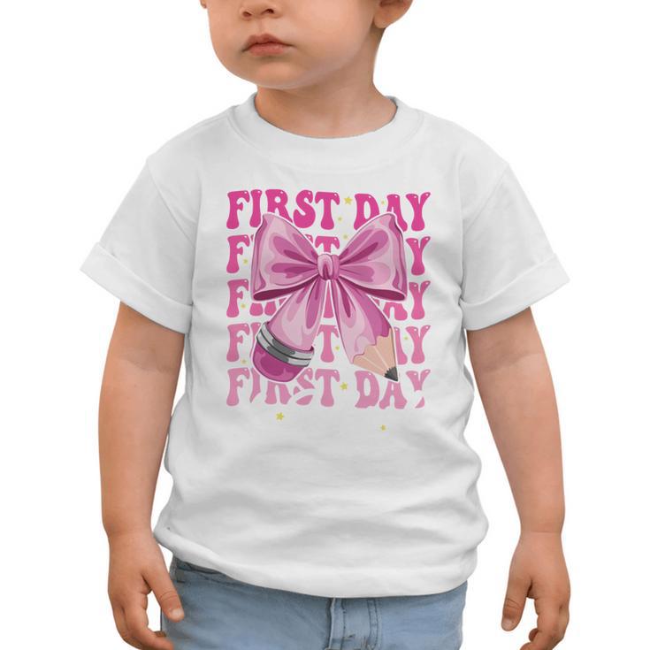 First Day Of School Girls Coquette Bow Back To School Performance Graphic Toddler T-Shirt