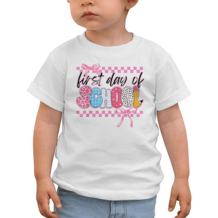 Girl First Day Of School Coquette Bow Pink Back To School Graphic Toddler T-Shirt