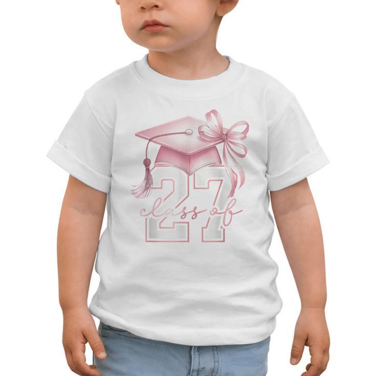 Girls Class Of 2027 Back To School Senior 2027 Coquette Bow Graphic Toddler T-Shirt Girls Class Of 2027 Back To School Senior 2027 Coquette Bow Graphic Toddler T-Shirt