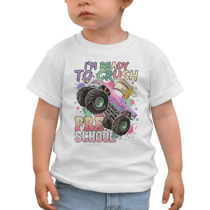 Girls Monster Trucks Ready To Crush Preschool Back To School Graphic Toddler T-Shirt