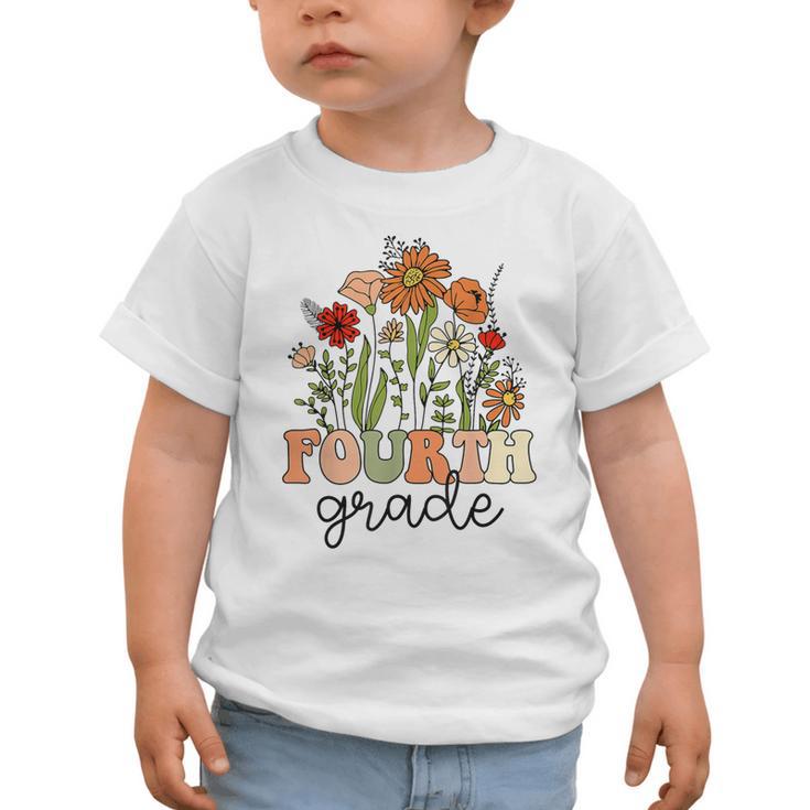Groovy Fourth Grade Wildflowers Back To School 4th Grade Graphic Toddler T-Shirt