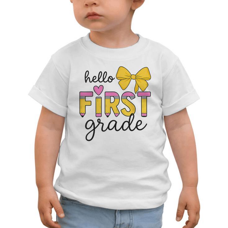 Hello First Grade For Girls Boys Cute Back To School Pencil Graphic Toddler T-Shirt