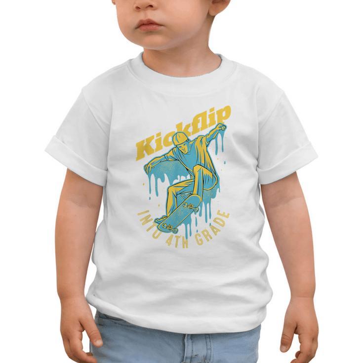 Kickflip Into 4th Grade Skateboard Lover Back To School Graphic Toddler T-Shirt