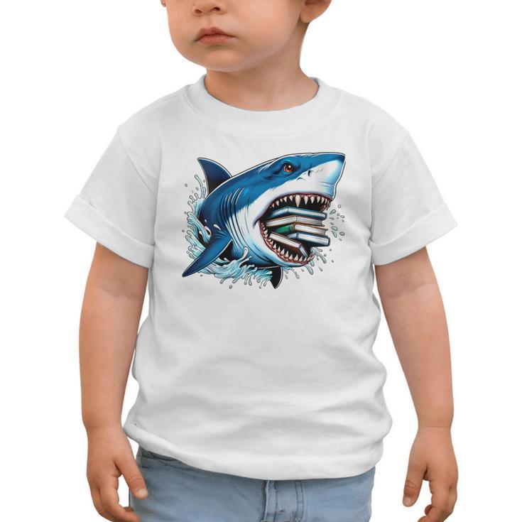 Kids Shark With School Books Back To School Shark Lovers Graphic Toddler T-Shirt Kids Shark With School Books Back To School Shark Lovers Graphic Toddler T-Shirt