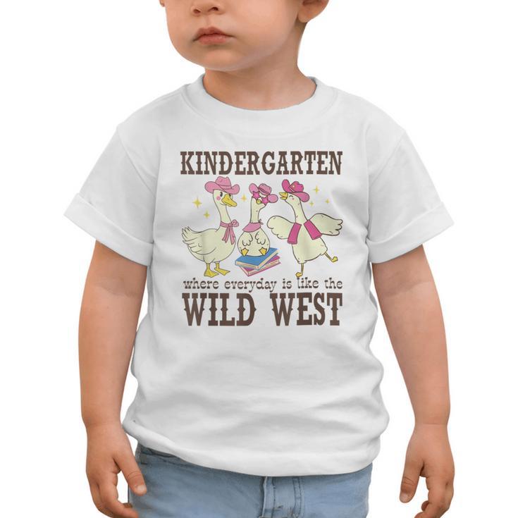 Kindergarten Wild West Goose Cowboy Goose Back To School Graphic Toddler T-Shirt