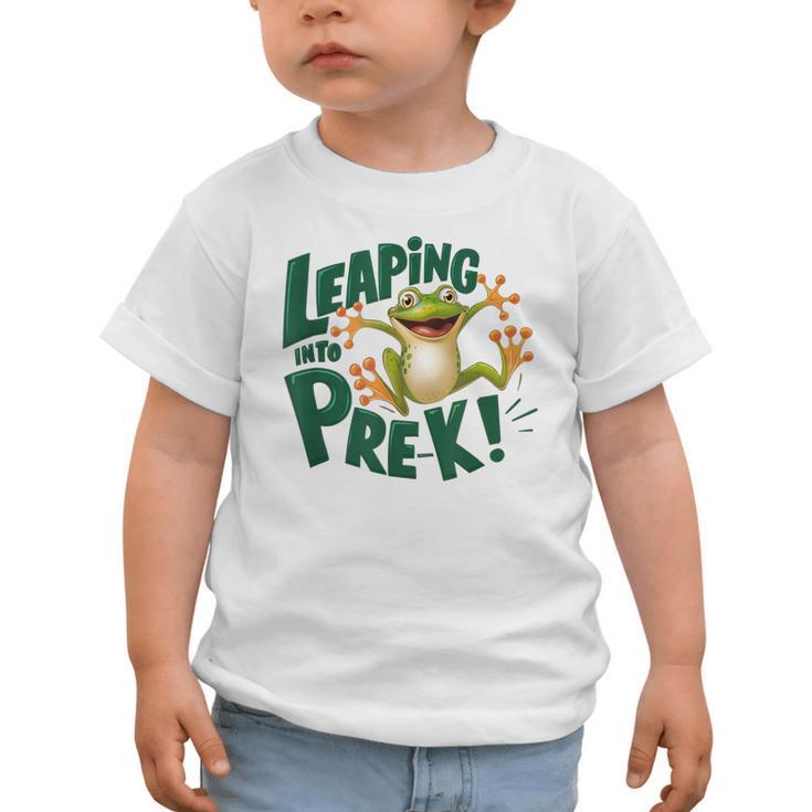 Leaping Into Pre-K Jumping Tree Frog Back To School Fun Graphic Toddler T-Shirt Leaping Into Pre-K Jumping Tree Frog Back To School Fun Graphic Toddler T-Shirt