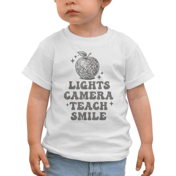 Lights Camera Teach Smile Disco-Ball Back To School Outfit Graphic Toddler T-Shirt Lights Camera Teach Smile Disco-Ball Back To School Outfit Graphic Toddler T-Shirt