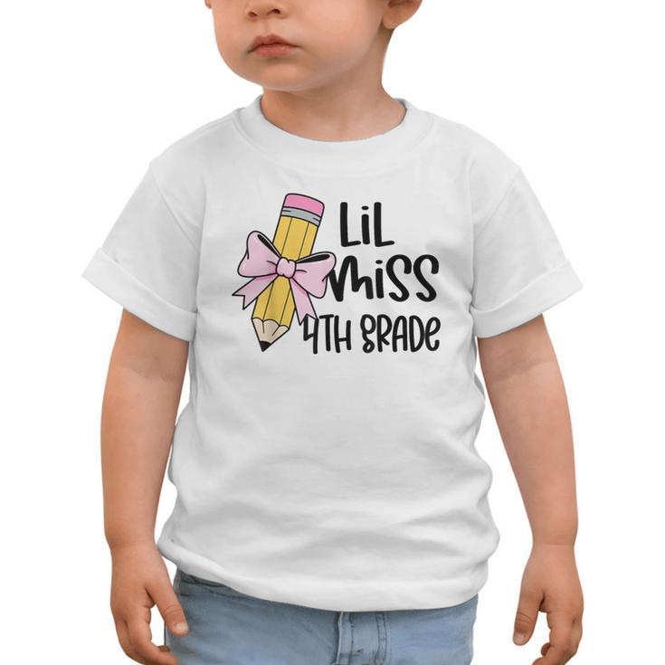Lil Miss 4th Grade Coquette Bow Pencil Back To School Girls Graphic Toddler T-Shirt
