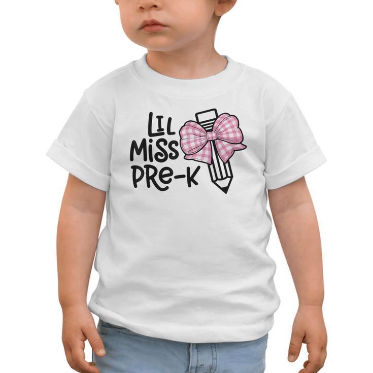 LiL Miss Pre-K Girls Coquette Bow Gingham Bow Back To School Graphic Toddler T-Shirt