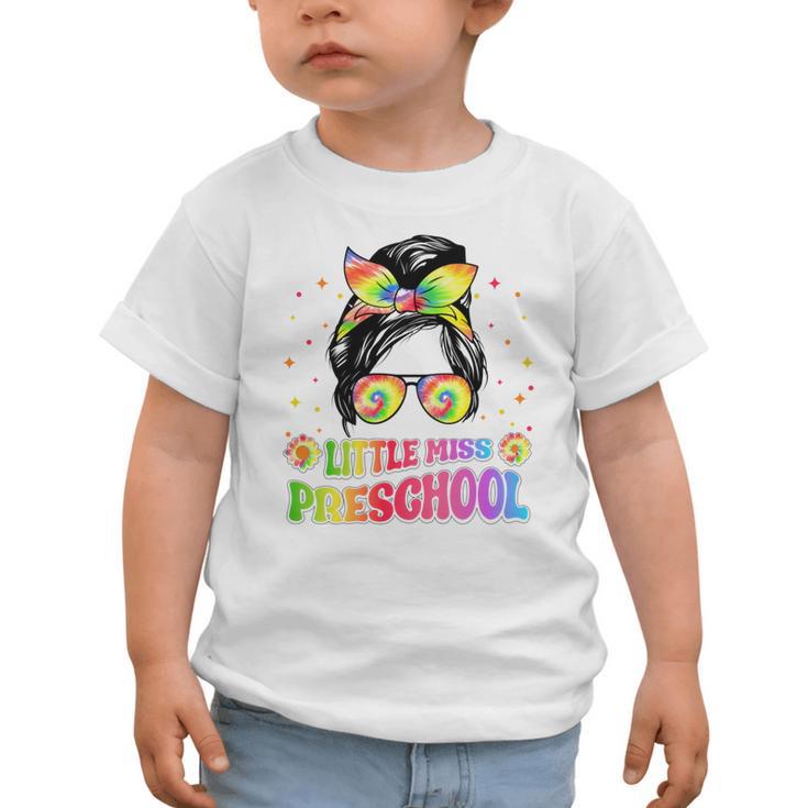 Little Miss Preschool Messy Bun Tie Dye Back To School Girls Graphic Toddler T-Shirt