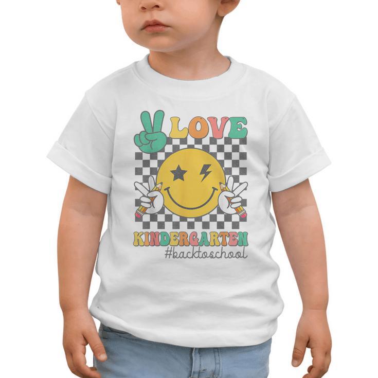 Peace Love Kindergarten Smile Face Hippie Back To School Graphic Toddler T-Shirt