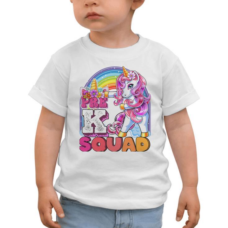 Pre-K Squad Flossing Unicorn Back To School Girls Premium Tri-Blend Graphic Toddler T-Shirt