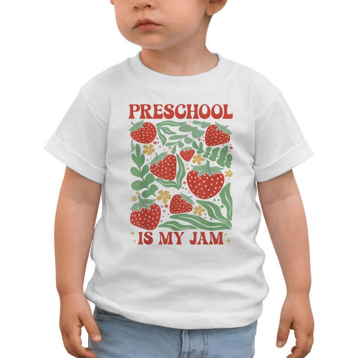 Preschool Is My Jam Boho Floral Strawberry Back To School Graphic Toddler T-Shirt