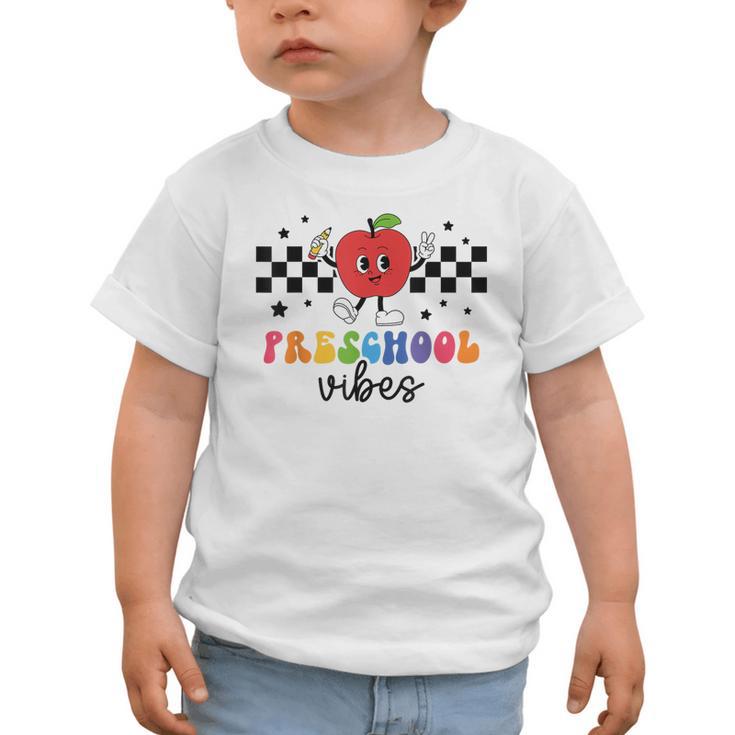 Preschool Vibes Retro Groovy Apple Back To School Graphic Toddler T-Shirt