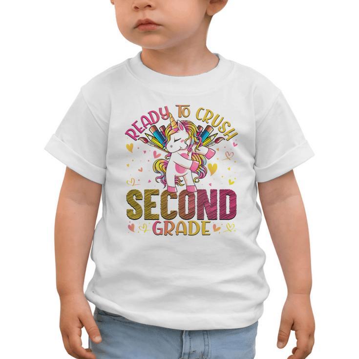 Ready To Crush Second 2nd Grade Back To School Unicorn Kids Performance Graphic Toddler T-Shirt
