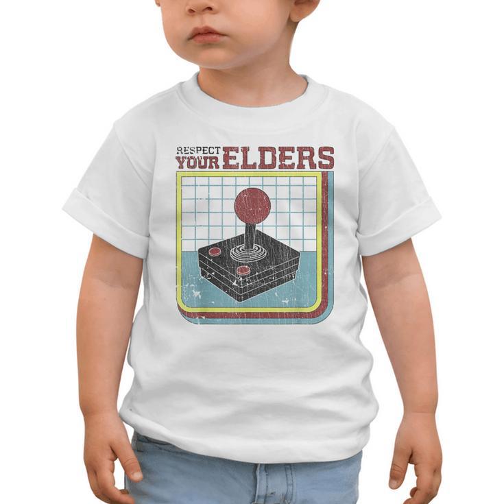 Respect Your Elders Retro Gamer Joystick Back To School Graphic Toddler T-Shirt