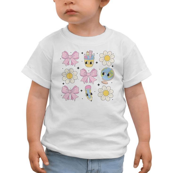 Retro Groovy Back To School Coquette First Day Of School Graphic Toddler T-Shirt