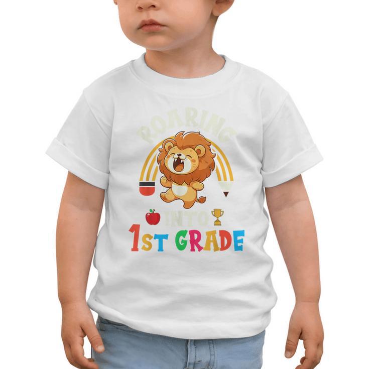 Roaring Into First Grade Lion 1st Grade Back To School Graphic Toddler T-Shirt Roaring Into First Grade Lion 1st Grade Back To School Graphic Toddler T-Shirt