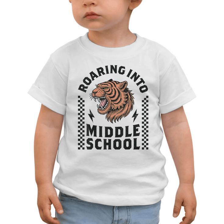 Roaring Into Middle School Tiger Back To School Boy Girl Kid Graphic Toddler T-Shirt