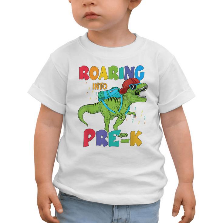 Roaring Into Pre-K Preschool Dinosaur Back To School Graphic Toddler T-Shirt