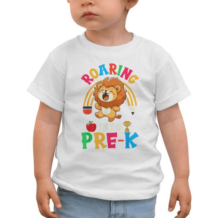 Roaring Into Pre-Kindergarten Lion Pre K Back To School Graphic Toddler T-Shirt