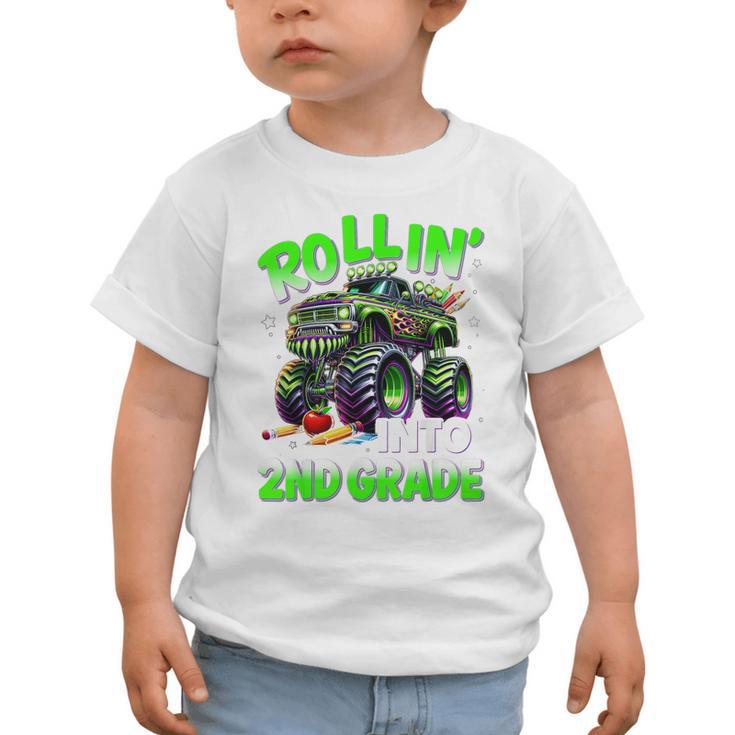 Rollin' Into 2nd Grade Monster Truck Back To School Boys Graphic Toddler T-Shirt