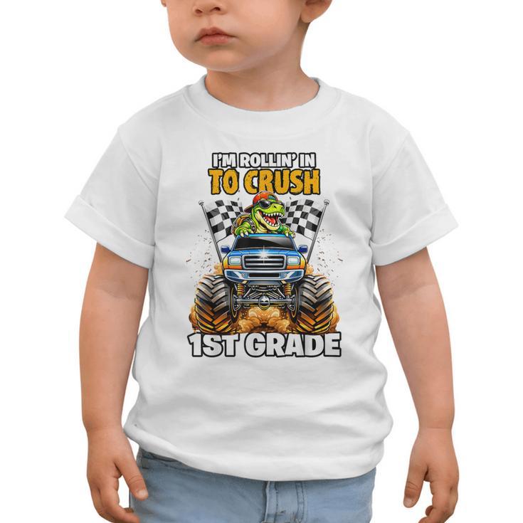 Rollin Crush Dinosaur Monster Truck Back To School 1st Grade Graphic Toddler T-Shirt Rollin Crush Dinosaur Monster Truck Back To School 1st Grade Graphic Toddler T-Shirt