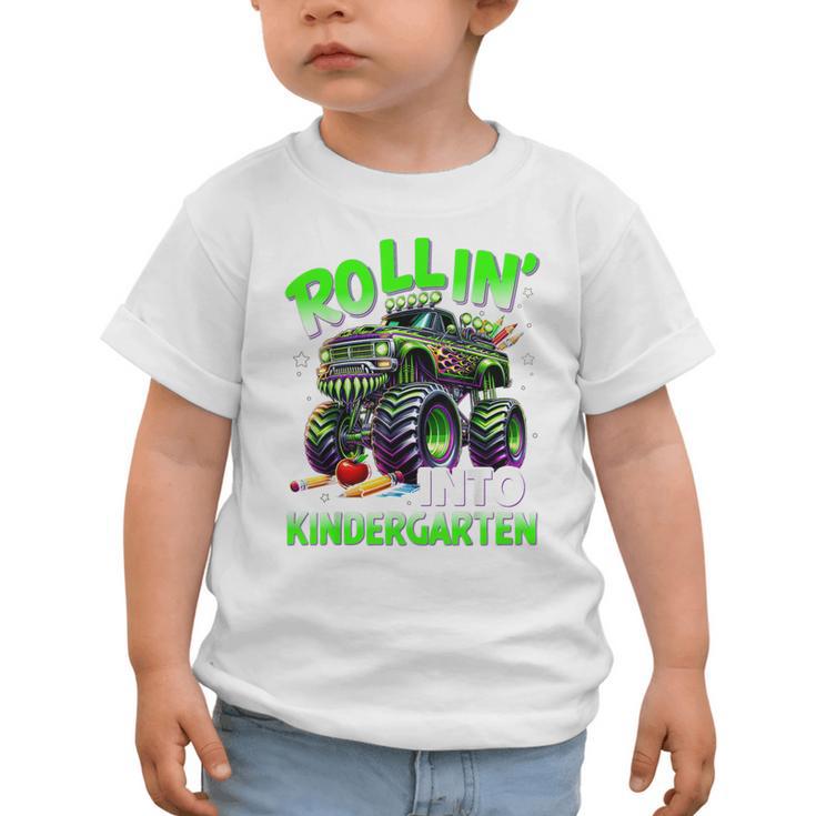 Rollin' Into Kindergarten Monster Truck Back To School Boys Graphic Toddler T-Shirt
