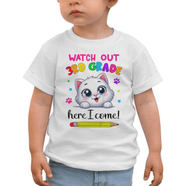 Watch Out 3rd Grade Here I Come Girls Cat Back To School Graphic Toddler T-Shirt