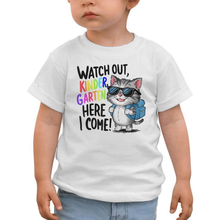 Watch Out Kindergarten Here I Come Cute Cat Back To School Graphic Toddler T-Shirt