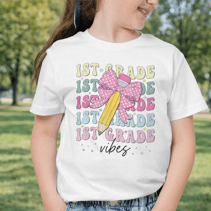 1st Grade Vibes Girl Coquette Bow First Grade Back To School Graphic Toddler T-Shirt 1st Grade Vibes Girl Coquette Bow First Grade Back To School Graphic Toddler T-Shirt