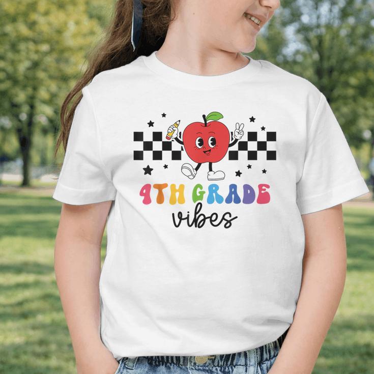 4th Grade Vibes Retro Groovy Apple Back To School Graphic Toddler T-Shirt 4th Grade Vibes Retro Groovy Apple Back To School Graphic Toddler T-Shirt