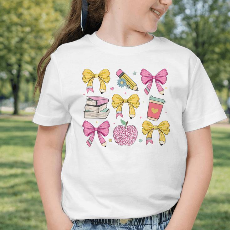 Apple Coquette Bow Books First Day Of School Back To School Graphic Toddler T-Shirt Apple Coquette Bow Books First Day Of School Back To School Graphic Toddler T-Shirt