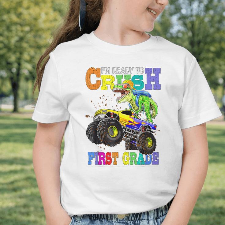 Back To School Boy Dinosaur I'm Ready To Crush First Grade Graphic Toddler T-Shirt Back To School Boy Dinosaur I'm Ready To Crush First Grade Graphic Toddler T-Shirt