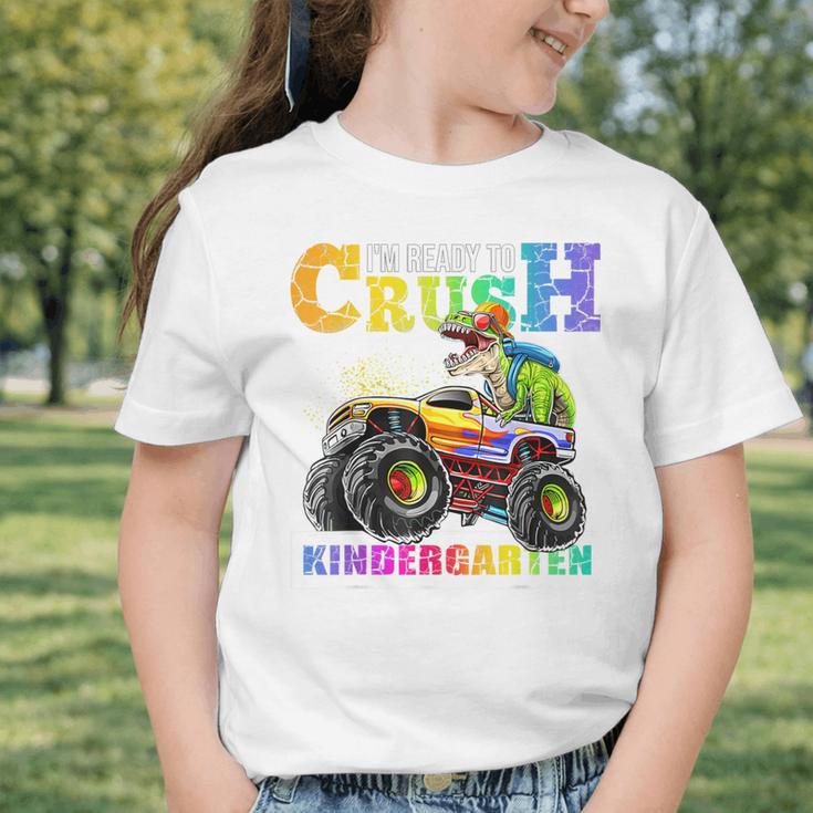 Back To School Boy Dinosaur I'm Ready To Crush Kindergarten Graphic Toddler T-Shirt