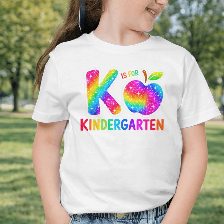 Back To School F Is For Kindergarten Rainbow Apple Kid Graphic Toddler T-Shirt Back To School F Is For Kindergarten Rainbow Apple Kid Graphic Toddler T-Shirt