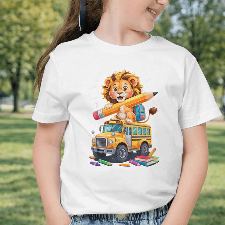 Back To School Lion School Bus 100 Days Of School Graphic Toddler T-Shirt