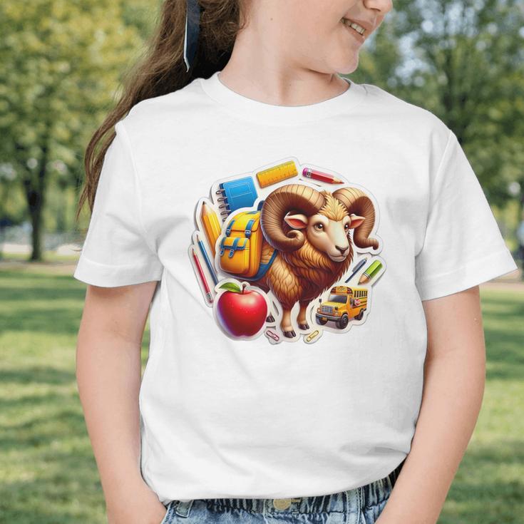 Back To School Ram Boys Girls Student Kids Lover Farmer Cute Graphic Toddler T-Shirt
