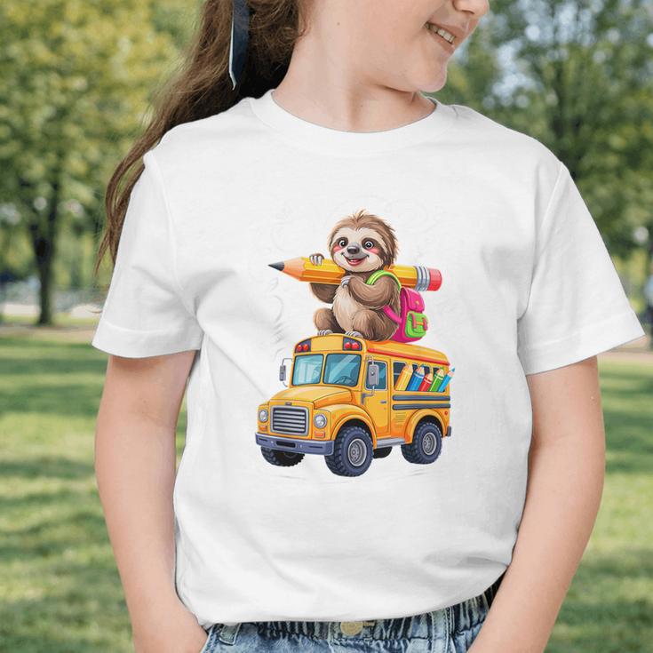 Back To School Sloth School Bus 100 Days Of School Graphic Toddler T-Shirt