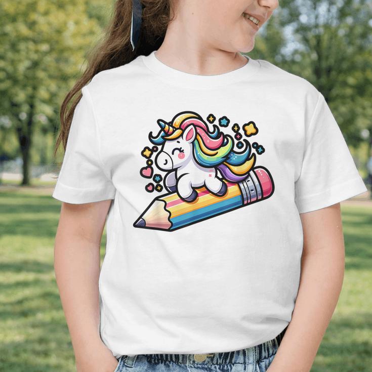 Back To School Unicorn Riding A Pencil Graphic Toddler T-Shirt