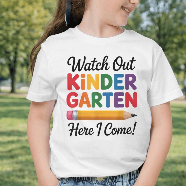 Back To School Watch Out Kindergarten Here I Come Kids Graphic Toddler T-Shirt Back To School Watch Out Kindergarten Here I Come Kids Graphic Toddler T-Shirt
