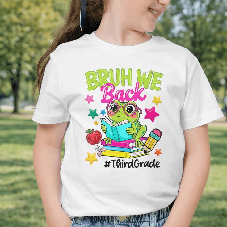Bruh We Back Third Grade Cute Frog Back To School Graphic Toddler T-Shirt