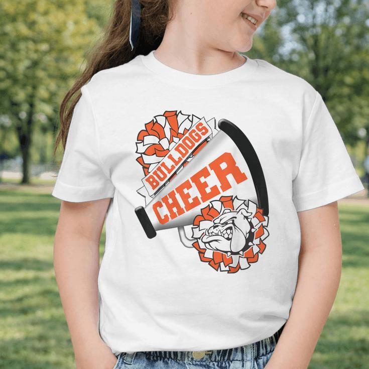 Bulldogs Cheerleading Back To School Cheer Team Orange Graphic Toddler T-Shirt Bulldogs Cheerleading Back To School Cheer Team Orange Graphic Toddler T-Shirt