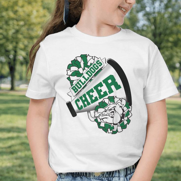 Bulldogs Cheerleading Back To School Cheer Team Spirit Green Graphic Toddler T-Shirt Bulldogs Cheerleading Back To School Cheer Team Spirit Green Graphic Toddler T-Shirt