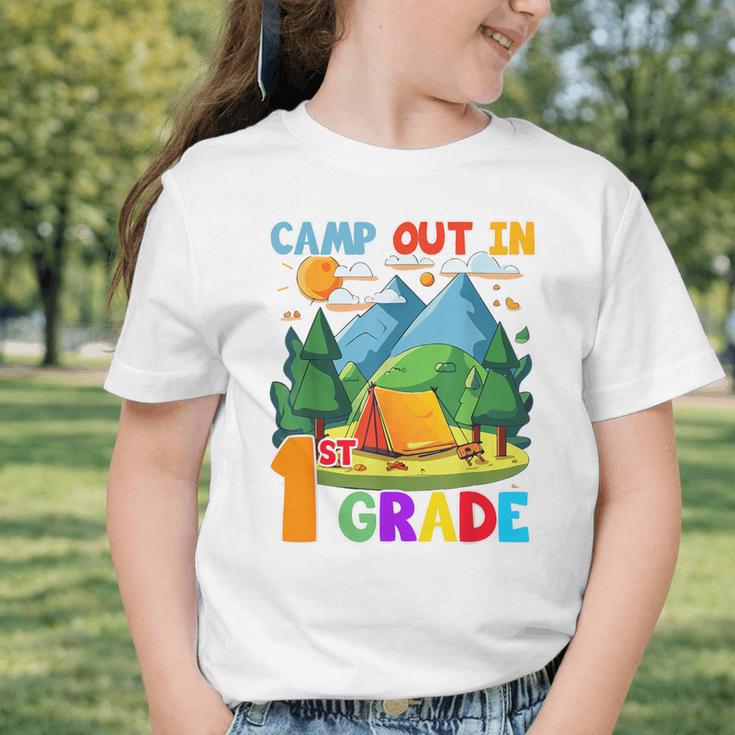 Camp Out In 1st Grade Back To School For Camping Lover Graphic Toddler T-Shirt Camp Out In 1st Grade Back To School For Camping Lover Graphic Toddler T-Shirt