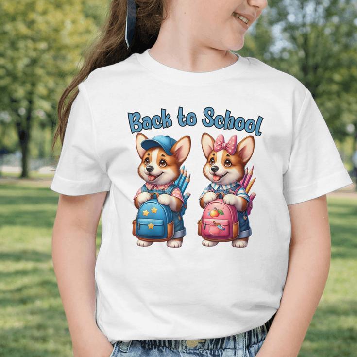 Corgi Dog Student To School Happy Back To School Graphic Toddler T-Shirt Corgi Dog Student To School Happy Back To School Graphic Toddler T-Shirt