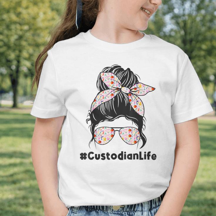 Custodian Life Messy Bun Hair Glasses Leopard Back To School Graphic Toddler T-Shirt Custodian Life Messy Bun Hair Glasses Leopard Back To School Graphic Toddler T-Shirt